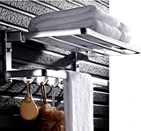 304毛巾架浴室卫生间放衣服置架 免打孔吸盘活动折叠太空铝 浴巾