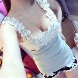 2016韩版春季新款纯色无袖蕾丝吊带小背心女夏短款外穿打底衫薄潮