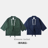 余文乐同款蜡染水洗Visvim衬衫绑带日本和服Kimono Jacket道袍男