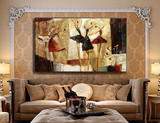 手绘油画简约欧式 抽象芭蕾舞无框画 客厅餐厅沙发背景墙装饰画