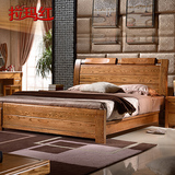 实木床1.8储物床高箱床1.5婚床双人床现代简约榆木床全实木1 8米