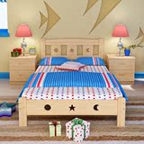 儿童床实木松木床小床男孩女孩婴儿床单人床带护栏定制原木1.2米