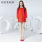 品牌特卖ccdd2016春装新款女羊毛混纺绣花茧形呢子大衣通勤外套