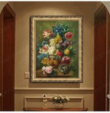 欧式古典纯手绘印象花卉油画餐厅客厅卧室玄关走廊酒店装饰挂画竖