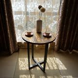 实木美式铁艺做旧圆桌茶几仿古咖啡桌创意餐桌户外休闲桌
