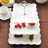 欧式创意双层水果盘客厅三层蛋糕架甜品干果糖盘下午茶陶瓷点心盘