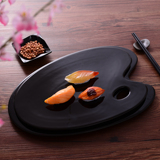 创意个性北欧酒店餐厅餐具长方形水杯托盘寿司烤肉黑色陶瓷餐盘子