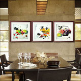 饭厅包厢有框画水墨中式葡萄水果餐厅装饰画组合现代简约墙挂壁画