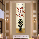欧式抽象花瓶装饰画客厅走廊壁画玄关竖挂钟表画餐厅过道挂钟墙画
