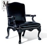 慕妃高端定制家具欧式美式新古典后现实木雕花单人沙发休闲椅IC88