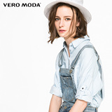 Vero Moda破洞设计简约风背带牛仔七分裤315369001