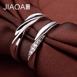 S925银镀白金情侣戒指环一对韩版银饰男女韩版对戒子免费刻字