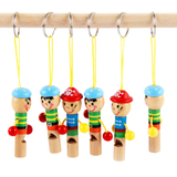 卡通海盗小口哨 益智发音玩具 可挂式钥匙扣儿童吹奏乐器玩具木制