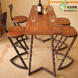 美式铁艺餐桌复古住宅家具实木方桌咖啡厅酒吧桌椅吧台桌子饭桌高