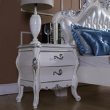 堂和聚欧式家具实木床头柜白色描银实木柜子床边柜收纳柜法式田园