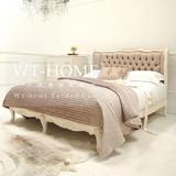 美式软包雕花床法式仿古宫廷实木床布艺高端婚床欧式1.51.8双人床