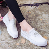 白色休闲鞋一脚蹬韩版学生鞋平跟平底懒人鞋帆布鞋女小白鞋布鞋秋