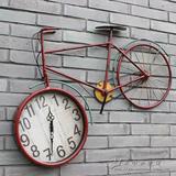 创意田园风格钟表 铁艺自行车客厅挂钟 复古艺术装饰壁挂钟 包邮
