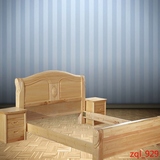 全实木松木家具双人床1.8米1.5米成人床雕花床卧室婚床 原木色