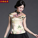 华族经典高贵重磅真丝唐装女士短袖上衣春夏装中式改良汉服中国风