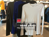 HM H＆M男装香港代购正品纯色白色修身套头长袖T恤打底衫男士欧美
