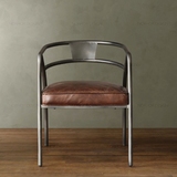 特价铁艺实木椅子做旧桌椅单人靠背咖啡厅餐椅简约复古吧椅皮座椅