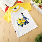小黄人T恤 黄豆豆男童图案印花短袖全棉上衣女童宝宝儿童卡通衣服