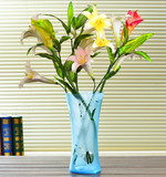 花瓶束腰磨砂玻璃花瓶富贵竹花瓶水培花瓶高等特价包邮浅蓝色玻璃