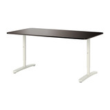 贝肯特 书桌 简约现代电脑桌写字台 160x80 黑褐白 IKEA宜家代购