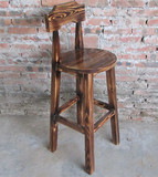 特价 实木吧台椅高脚凳木质柜台椅简约复古酒吧高椅子靠背高吧椅