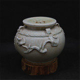 宋 湖田窑 开片捏雕花盖罐 做旧仿古瓷 老货旧货古瓷收藏古玩古董