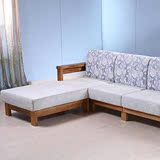 木沙发贵妃沙发单人双人三人组合布艺沙发 现代中式金丝柚木1+2+3