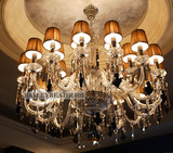 欧式奢华水晶灯高档吊灯客厅餐厅吊灯布艺灯罩吊灯玻璃蜡烛工程灯