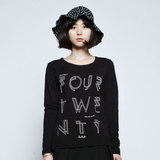 fourtwenty 新款韩版t恤女长袖 字母图案中性时尚街头 潮牌情侣装