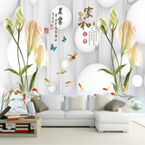 3D立体欧式百合花大型壁画客厅电视背景墙纸手绘花卉无缝个性壁纸