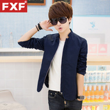 FXF男士立领西装青少年韩版修身中山领时尚夹克衫男生外套上衣潮
