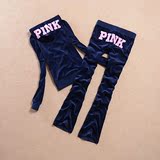 2016早春新款韩国天鹅绒运动套装女时尚pink天鹅绒休闲套装女卫衣