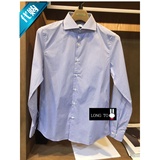 韩国代购ZIOZIA 16春新款 蓝色竖条纹时尚修身长袖衬衫