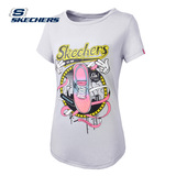 Skechers斯凯奇夏季女士运动T恤 修身圆领印花短袖衫SAWS16132