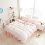 韩版四件套纯棉公主小清新蕾丝4件套女生床上用品粉色1.2m1.5m1.8