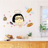 搞笑创意卡通厨房趣味小贴画食物汉堡披萨蛋糕小贴画儿童房墙贴画