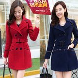 2014秋冬新款 韩版女装中长款修身大码毛呢外套保暖羊绒呢子大衣