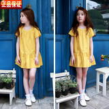 夏季童装外贸女童纯棉连衣裙中长款韩国中大童公主裙儿童短袖裙子