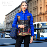 PRASE女装 欧美站2015冬装新款麂皮绒加厚羽绒服女短款外套羽绒衣