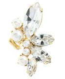 日本代购- La flora春 闪亮钻石 珍珠 气质耳夹 单个