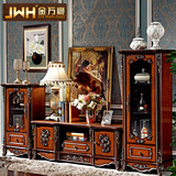 金万豪欧式实木复古单门酒柜小户型客厅雕花展示柜装饰玻璃储物柜