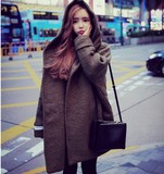 2016冬装韩版大码休闲气质羊毛毛呢外套女中长款加厚毛呢子大衣女