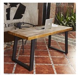 复古铁艺美式做旧实木餐桌会议桌长方形书桌工作台办公桌子电脑桌