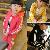 童装2016春秋新款韩版女童休闲运动套装时尚儿童纯色学生班服套装
