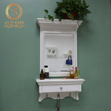 木艺世界欧式壁挂镜子客厅玄关镜卧室梳妆镜创意化妆镜化妆品收纳